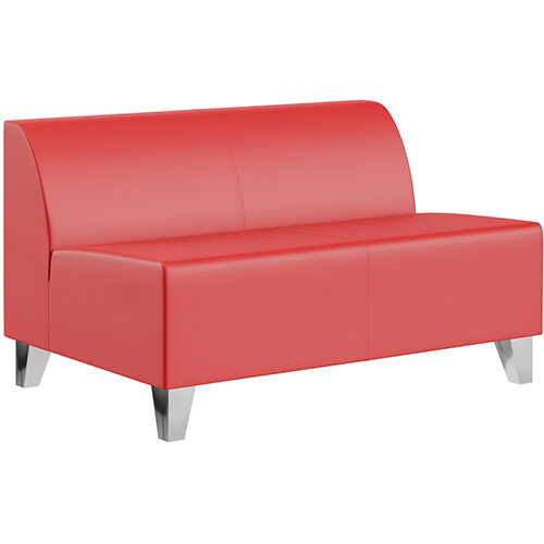 SIGMA MODULAR Soft Seating 2 Seater Unit With Trapezoid Chrome Effect Legs - LOTUS Leather-Look Upholstery SIGMA MODULAR Soft Seating 2 Seater Unit With Trapezoid Chrome Effect Legs - LOTUS Leather-Look Upholstery