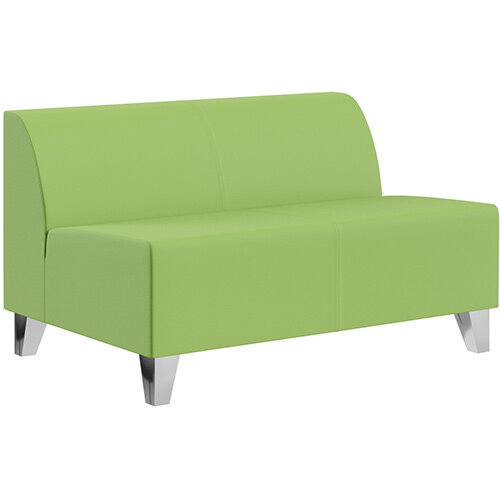 SIGMA MODULAR Soft Seating 2 Seater Unit With Trapezoid Chrome Effect Legs - VALENCIA Leather-Look Upholstery SIGMA MODULAR Soft Seating 2 Seater Unit With Trapezoid Chrome Effect Legs - VALENCIA Leather-Look Upholstery