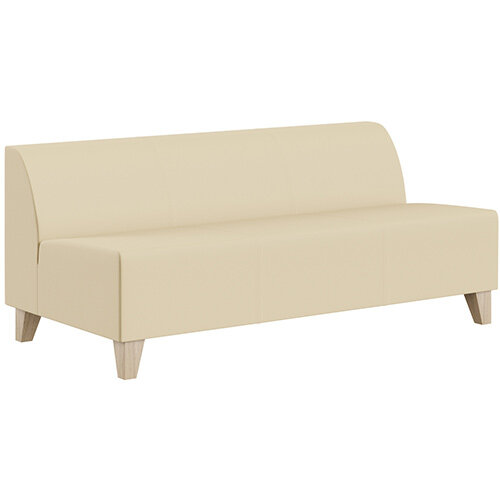 SIGMA MODULAR Soft Seating 3 Seater Unit With Trapezoid Wooden Legs - Genuine Leather Upholstery SIGMA MODULAR Soft Seating 3 Seater Unit With Trapezoid Wooden Legs - Genuine Leather Upholstery