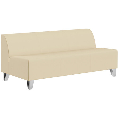 SIGMA MODULAR Soft Seating 3 Seater Unit With Trapezoid Chrome Effect Legs - Genuine Leather Upholstery SIGMA MODULAR Soft Seating 3 Seater Unit With Trapezoid Chrome Effect Legs - Genuine Leather Upholstery