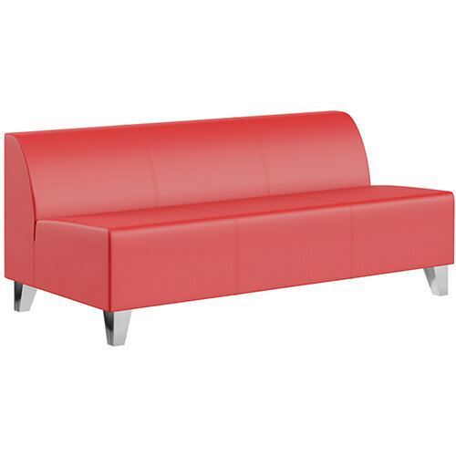SIGMA MODULAR Soft Seating 3 Seater Unit With Trapezoid Chrome Effect Legs - LOTUS Leather-Look Upholstery SIGMA MODULAR Soft Seating 3 Seater Unit With Trapezoid Chrome Effect Legs - LOTUS Leather-Look Upholstery
