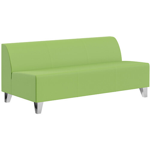 SIGMA MODULAR Soft Seating 3 Seater Unit With Trapezoid Chrome Effect Legs - VALENCIA Leather-Look Upholstery SIGMA MODULAR Soft Seating 3 Seater Unit With Trapezoid Chrome Effect Legs - VALENCIA Leather-Look Upholstery