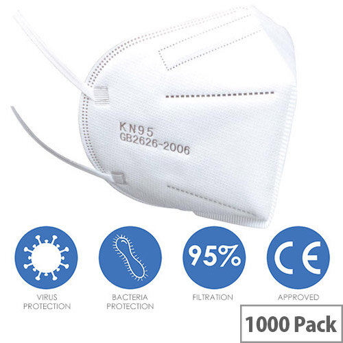 KN95 FFP2 Filter Respirator Face Mask (GB2626-2006) Pack of 1000 Ref: KN95FFP2-1000 KN95 FFP2 Filter Respirator Face Mask (GB2626-2006) Pack of 1000 Ref: KN95FFP2-1000