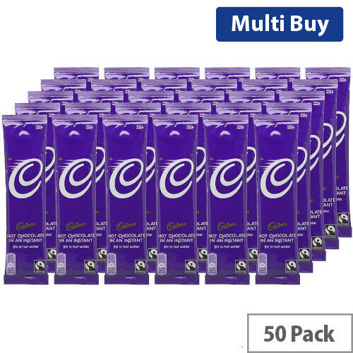 Cadbury Instant Hot Chocolate Powder Sachets, 28g (Pack of 50, Ref 915654) - Convenient and Delicious Hot Chocolate