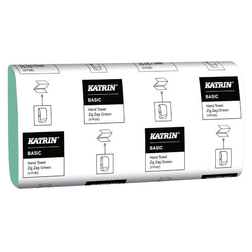 Katrin Basic Zig Zag Hand Towel 1-Ply Green 250 Sheets Pack of 20 100683 Katrin Basic Zig Zag Hand Towel 1-Ply Green 250 Sheets Pack of 20 100683
