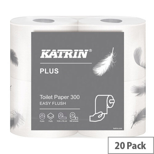 Katrin Plus Toilet Roll Easy Flush 2-Ply 300 Sheet Pack of 20 105003