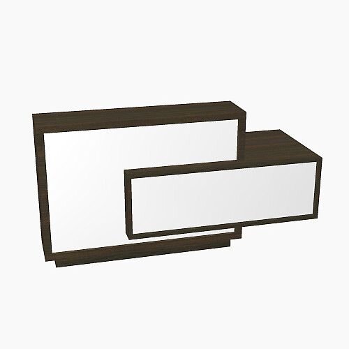 Foro Modern Design Reception Desk With High Gloss White Front and Chestnut Carcass &Left Low Level Section W2100mmxD800mmxH1100mm Foro Modern Design Reception Desk With High Gloss White Front and Chestnut Carcass &Left Low Level Section W2100mmxD800mmxH1100mm