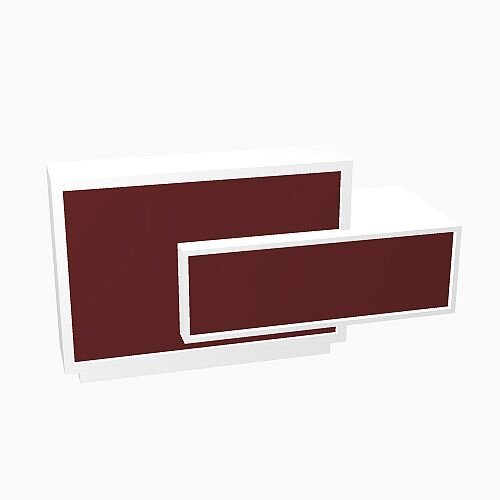 Foro Modern Design Reception Desk With High Gloss Burgundy Front and White Pastel Carcass & Left Low Level Section W2100mmxD800mmxH1100mm