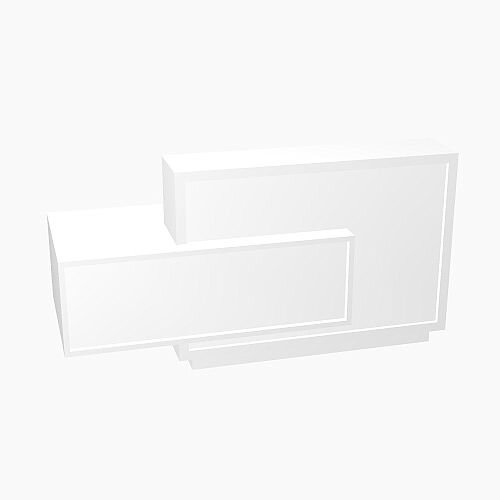 Foro Modern Design Reception Desk With High Gloss White Front and White Pastel Carcass &Right Low Level Section W2100mmxD800mmxH1100mm Foro Modern Design Reception Desk With High Gloss White Front and White Pastel Carcass &Right Low Level Section W2100mmxD800mmxH1100mm