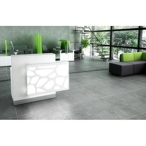 Organic Modern Illuminated White Straight Reception Desk with Left Decorative Element W1300mmxD770mmxH1105mm