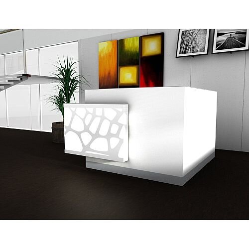 Organic Modern Illuminated White Corner Reception Desk Right Decorative Element W1700mmxD1770mmxH1105mm