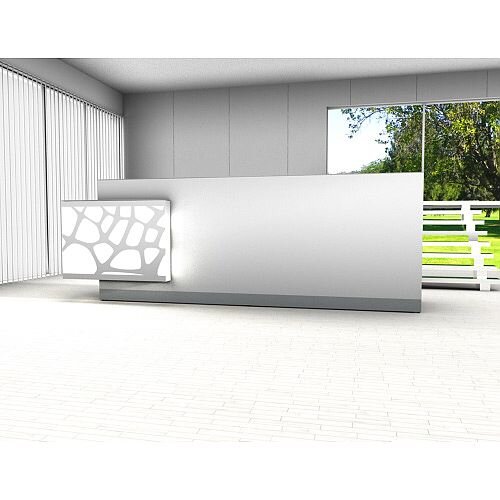 Organic Modern Illuminated White Straight Reception Desk with Right Decorative Element W3100mmxD770mmxH1105mm