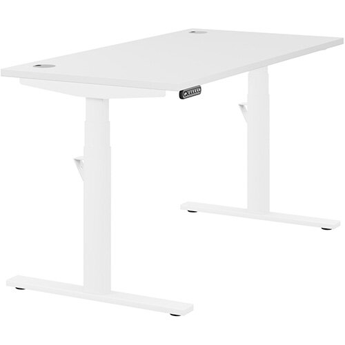 LEAP Electric Height Adjustable Rectangular Sit Stand Desk Portal Top W1400xD700xH620-1270mm White Top White Frame