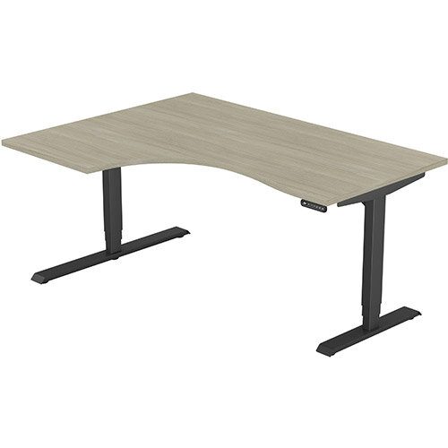 LEAP Electric Height Adjustable Radial Left Hand Sit Stand Desk Plain Top W1600xD1200/800xH620-1270mm Arctic Oak Top Black Frame. Prevents &Reduces Muscle &Back Problems, Heart Risks &Increases Brain Activity. LEAP Electric Height Adjustable Radial Left Hand Sit Stand Desk Plain Top W1600xD1200/800xH620-1270mm Arctic Oak Top Black Frame. Prevents &Reduces Muscle &Back Problems, Heart Risks &Increases Brain Activity.