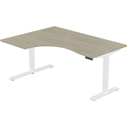 LEAP Electric Height Adjustable Radial Left Hand Sit Stand Desk Plain Top W1600xD1200/800xH620-1270mm Arctic Oak Top White Frame. Prevents &Reduces Muscle &Back Problems, Heart Risks &Increases Brain Activity. LEAP Electric Height Adjustable Radial Left Hand Sit Stand Desk Plain Top W1600xD1200/800xH620-1270mm Arctic Oak Top White Frame. Prevents &Reduces Muscle &Back Problems, Heart Risks &Increases Brain Activity.