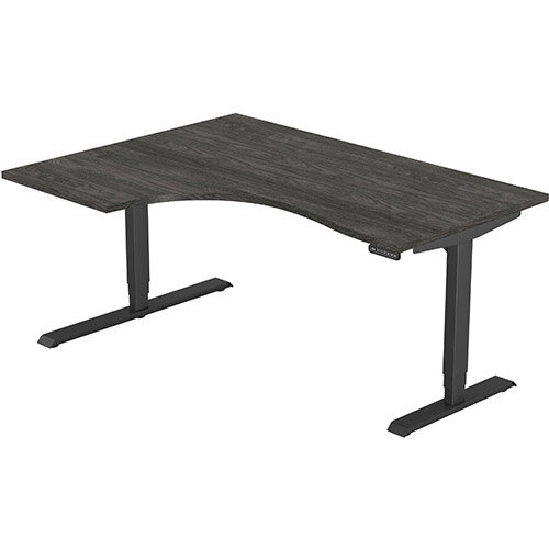 LEAP Electric Height Adjustable Radial Left Hand Sit Stand Desk Plain Top W1600xD1200/800xH620-1270mm Carbon Walnut Top Black Frame. Prevents &Reduces Muscle &Back Problems, Heart Risks &Increases Brain Activity. LEAP Electric Height Adjustable Radial Left Hand Sit Stand Desk Plain Top W1600xD1200/800xH620-1270mm Carbon Walnut Top Black Frame. Prevents &Reduces Muscle &Back Problems, Heart Risks &Increases Brain Activity.