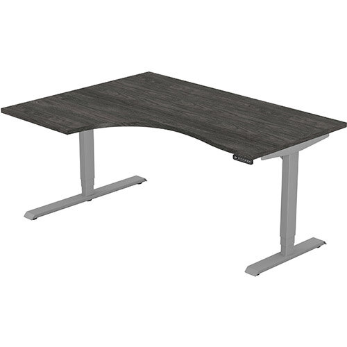 LEAP Electric Height Adjustable Radial Left Hand Sit Stand Desk Plain Top W1600xD1200/800xH620-1270mm Carbon Walnut Top Silver Frame. Prevents &Reduces Muscle &Back Problems, Heart Risks &Increases Brain Activity. LEAP Electric Height Adjustable Radial Left Hand Sit Stand Desk Plain Top W1600xD1200/800xH620-1270mm Carbon Walnut Top Silver Frame. Prevents &Reduces Muscle &Back Problems, Heart Risks &Increases Brain Activity.