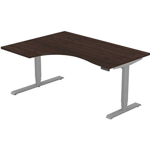 LEAP Electric Height Adjustable Radial Left Hand Sit Stand Desk Plain Top W1600xD1200/800xH620-1270mm Dark Walnut Top Silver Frame. Prevents &Reduces Muscle &Back Problems, Heart Risks &Increases Brain Activity. LEAP Electric Height Adjustable Radial Left Hand Sit Stand Desk Plain Top W1600xD1200/800xH620-1270mm Dark Walnut Top Silver Frame. Prevents &Reduces Muscle &Back Problems, Heart Risks &Increases Brain Activity.