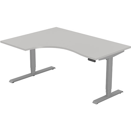 LEAP Electric Height Adjustable Radial Left Hand Sit Stand Desk Plain Top W1600xD1200/800xH620-1270mm Grey Top Silver Frame. Prevents &Reduces Muscle &Back Problems, Heart Risks &Increases Brain Activity. LEAP Electric Height Adjustable Radial Left Hand Sit Stand Desk Plain Top W1600xD1200/800xH620-1270mm Grey Top Silver Frame. Prevents &Reduces Muscle &Back Problems, Heart Risks &Increases Brain Activity.