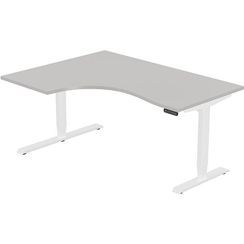 LEAP Electric Height Adjustable Radial Left Hand Sit Stand Desk Plain Top W1600xD1200/800xH620-1270mm Grey Top White Frame. Prevents &Reduces Muscle &Back Problems, Heart Risks &Increases Brain Activity. LEAP Electric Height Adjustable Radial Left Hand Sit Stand Desk Plain Top W1600xD1200/800xH620-1270mm Grey Top White Frame. Prevents &Reduces Muscle &Back Problems, Heart Risks &Increases Brain Activity.