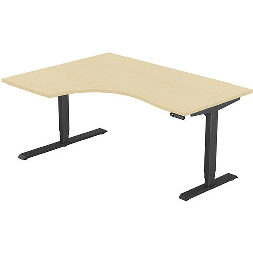 LEAP Electric Height Adjustable Radial Left Hand Sit Stand Desk Plain Top W1600xD1200/800xH620-1270mm Maple Top Black Frame. Prevents &Reduces Muscle &Back Problems, Heart Risks &Increases Brain Activity. LEAP Electric Height Adjustable Radial Left Hand Sit Stand Desk Plain Top W1600xD1200/800xH620-1270mm Maple Top Black Frame. Prevents &Reduces Muscle &Back Problems, Heart Risks &Increases Brain Activity.