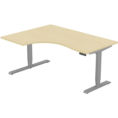 LEAP Electric Height Adjustable Radial Left Hand Sit Stand Desk Plain Top W1600xD1200/800xH620-1270mm Maple Top Silver Frame. Prevents &Reduces Muscle &Back Problems, Heart Risks &Increases Brain Activity. LEAP Electric Height Adjustable Radial Left Hand Sit Stand Desk Plain Top W1600xD1200/800xH620-1270mm Maple Top Silver Frame. Prevents &Reduces Muscle &Back Problems, Heart Risks &Increases Brain Activity.