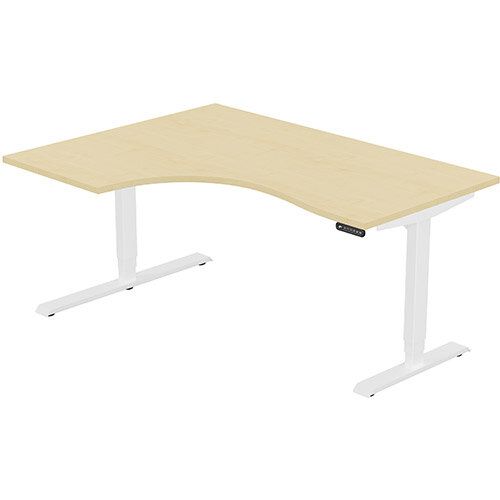 LEAP Electric Height Adjustable Radial Left Hand Sit Stand Desk Plain Top W1600xD1200/800xH620-1270mm Maple Top White Frame. Prevents &Reduces Muscle &Back Problems, Heart Risks &Increases Brain Activity. LEAP Electric Height Adjustable Radial Left Hand Sit Stand Desk Plain Top W1600xD1200/800xH620-1270mm Maple Top White Frame. Prevents &Reduces Muscle &Back Problems, Heart Risks &Increases Brain Activity.
