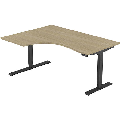 LEAP Electric Height Adjustable Radial Left Hand Sit Stand Desk Plain Top W1600xD1200/800xH620-1270mm Urban Oak Top Black Frame. Prevents &Reduces Muscle &Back Problems, Heart Risks &Increases Brain Activity. LEAP Electric Height Adjustable Radial Left Hand Sit Stand Desk Plain Top W1600xD1200/800xH620-1270mm Urban Oak Top Black Frame. Prevents &Reduces Muscle &Back Problems, Heart Risks &Increases Brain Activity.