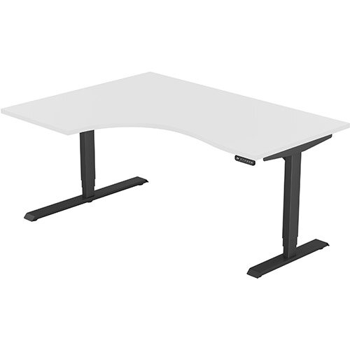 LEAP Electric Height Adjustable Radial Left Hand Sit Stand Desk Plain Top W1600xD1200/800xH620-1270mm White Top Black Frame. Prevents &Reduces Muscle &Back Problems, Heart Risks &Increases Brain Activity. LEAP Electric Height Adjustable Radial Left Hand Sit Stand Desk Plain Top W1600xD1200/800xH620-1270mm White Top Black Frame. Prevents &Reduces Muscle &Back Problems, Heart Risks &Increases Brain Activity.