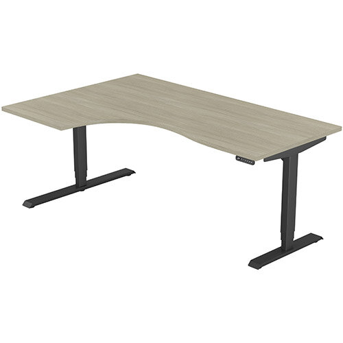 LEAP Electric Height Adjustable Radial Left Hand Sit Stand Desk Plain Top W1800xD1200/800xH620-1270mm Arctic Oak Top Black Frame. Prevents &Reduces Muscle &Back Problems, Heart Risks &Increases Brain Activity. LEAP Electric Height Adjustable Radial Left Hand Sit Stand Desk Plain Top W1800xD1200/800xH620-1270mm Arctic Oak Top Black Frame. Prevents &Reduces Muscle &Back Problems, Heart Risks &Increases Brain Activity.
