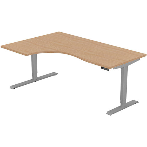LEAP Electric Height Adjustable Radial Left Hand Sit Stand Desk Plain Top W1800xD1200/800xH620-1270mm Beech Top Silver Frame. Prevents &Reduces Muscle &Back Problems, Heart Risks &Increases Brain Activity. LEAP Electric Height Adjustable Radial Left Hand Sit Stand Desk Plain Top W1800xD1200/800xH620-1270mm Beech Top Silver Frame. Prevents &Reduces Muscle &Back Problems, Heart Risks &Increases Brain Activity.