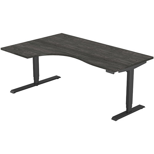 LEAP Electric Height Adjustable Radial Left Hand Sit Stand Desk Plain Top W1800xD1200/800xH620-1270mm Carbon Walnut Top Black Frame. Prevents &Reduces Muscle &Back Problems, Heart Risks &Increases Brain Activity. LEAP Electric Height Adjustable Radial Left Hand Sit Stand Desk Plain Top W1800xD1200/800xH620-1270mm Carbon Walnut Top Black Frame. Prevents &Reduces Muscle &Back Problems, Heart Risks &Increases Brain Activity.