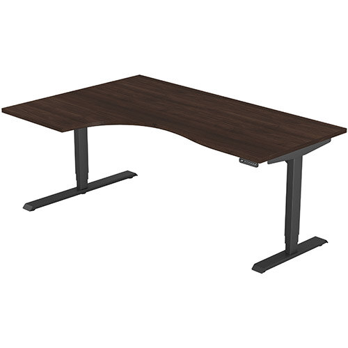 LEAP Electric Height Adjustable Radial Left Hand Sit Stand Desk Plain Top W1800xD1200/800xH620-1270mm Dark Walnut Top Black Frame. Prevents &Reduces Muscle &Back Problems, Heart Risks &Increases Brain Activity. LEAP Electric Height Adjustable Radial Left Hand Sit Stand Desk Plain Top W1800xD1200/800xH620-1270mm Dark Walnut Top Black Frame. Prevents &Reduces Muscle &Back Problems, Heart Risks &Increases Brain Activity.