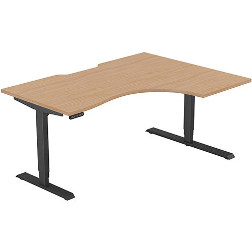 LEAP Electric Height Adjustable Radial Right Hand Sit Stand Desk Scallop Top W1600xD1200/800xH620-1270mm Beech Top Black Frame. Prevents &Reduces Muscle &Back Problems, Heart Risks &Increases Brain Activity. LEAP Electric Height Adjustable Radial Right Hand Sit Stand Desk Scallop Top W1600xD1200/800xH620-1270mm Beech Top Black Frame. Prevents &Reduces Muscle &Back Problems, Heart Risks &Increases Brain Activity.