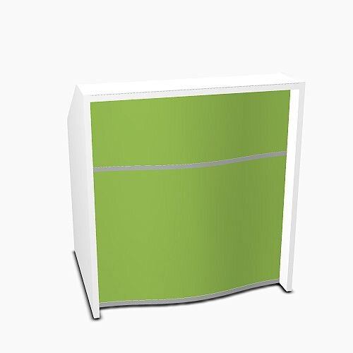 Wave Modern Design Small Straight Reception Desk with White Counter Top & High Gloss Dark Green Front W1026xD770xH1103mm