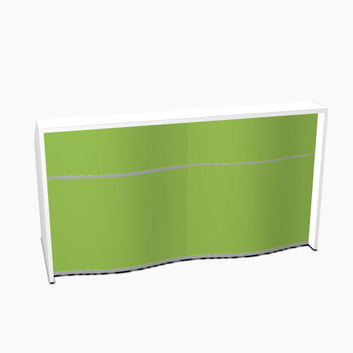 Wave Modern Design Straight Reception Desk with White Counter Top & High Gloss Dark Green Front W1996xD770xH1103mm