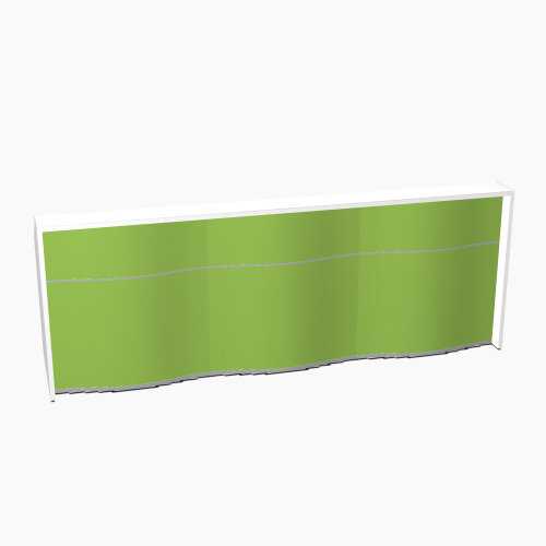 Wave Modern Design Straight Reception Desk with White Counter Top & High Gloss Dark Green Front W2966xD770xH1103mm