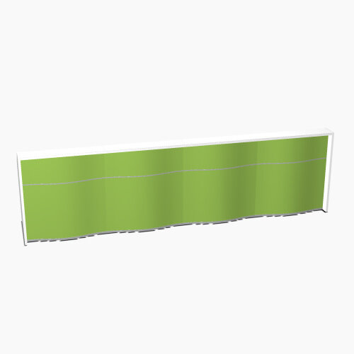 Wave Modern Design Straight Reception Desk with White Counter Top & High Gloss Dark Green Front W3936xD770xH1103mm