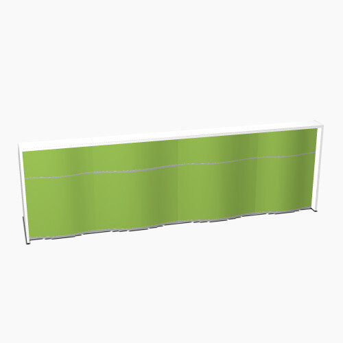 Wave Modern Design Straight Reception Desk with White Counter Top & High Gloss Dark Green Front W3496xD770xH1103mm