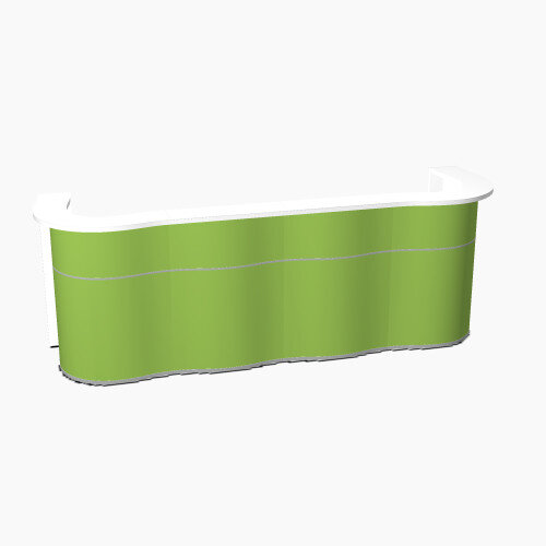 Wave Modern Design Curved Reception Desk with White Counter Top &High Gloss Dark Green Front W3124xD841xH1103mm Wave Modern Design Curved Reception Desk with White Counter Top &High Gloss Dark Green Front W3124xD841xH1103mm