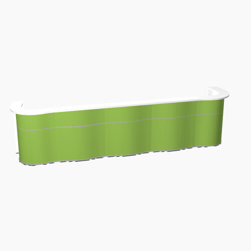 Wave Modern Design Curved Reception Desk with White Counter Top &High Gloss Dark Green Front W4534xD841xH1103mm Wave Modern Design Curved Reception Desk with White Counter Top &High Gloss Dark Green Front W4534xD841xH1103mm
