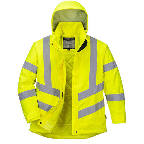 Portwest LW74 Women's Hi-Vis Winter Jacket - Yellow, Medium, Waterproof & Reflective for Outdoor Work