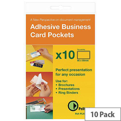 Pelltech Business Card Pocket 60x95mm Open Side Pk 10 PLH25510 Pelltech Business Card Pocket 60x95mm Open Side Pk 10 PLH25510