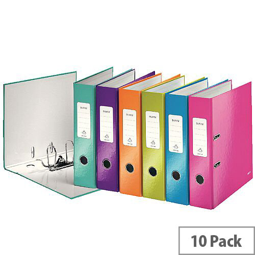 Leitz Wow Lever Arch File A4 50mm Assorted Pack of 10 10060099 Leitz Wow Lever Arch File A4 50mm Assorted Pack of 10 10060099