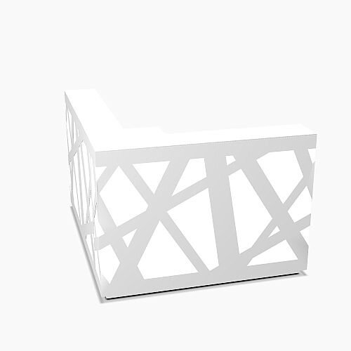 Zig Zag Modern Design Illuminated Solid Surface Small L-Shaped White Reception Desk W1600mmxD1880mmxH1146mm Zig Zag Modern Design Illuminated Solid Surface Small L-Shaped White Reception Desk W1600mmxD1880mmxH1146mm