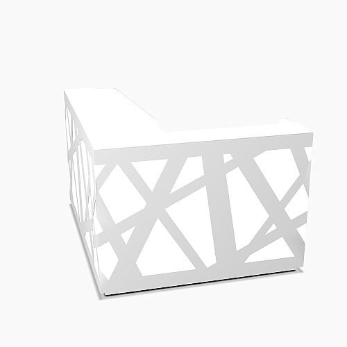 Zig Zag Modern Design Illuminated Solid Surface L-Shaped White Reception Desk W1600mmxD1880mmxH1146mm