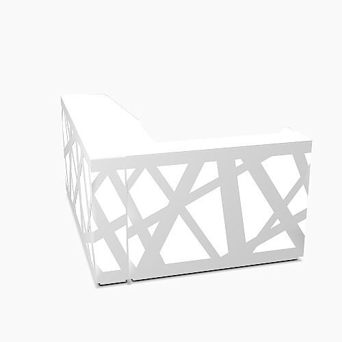 Zig Zag Modern Design Illuminated Solid Surface L-Shaped White Reception Desk W2200mmxD1880mmxH1146mm