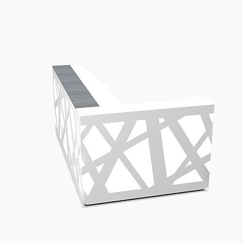 Zig Zag Modern Design Illuminated Solid Surface L-Shaped White Reception Desk W2480mmxD1600mmxH1146mm Zig Zag Modern Design Illuminated Solid Surface L-Shaped White Reception Desk W2480mmxD1600mmxH1146mm