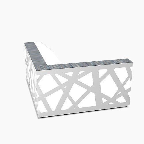 Zig Zag Modern Design Illuminated Solid Surface L-Shaped White Reception Desk W2480mmxD2200mmxH1146mm