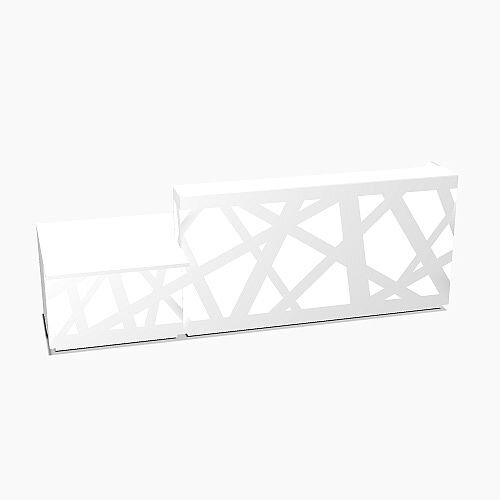 Zig Zag Modern Design Illuminated Solid Surface Straight White Reception Desk with Right Low Level Section W3200mmxD1180mmxH1146mm Zig Zag Modern Design Illuminated Solid Surface Straight White Reception Desk with Right Low Level Section W3200mmxD1180mmxH1146mm